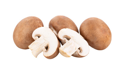 Fresh champignon mushrooms isolated on transparent png