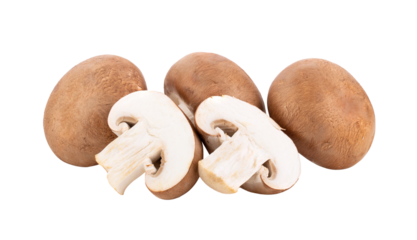 Fresh champignon mushrooms isolated on transparent png