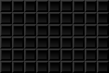 Black metro square tiles seamless background. Subway brick pattern for kitchen, bathroom or outdoor architecture vector illustration. Glossy building interior design tiled material