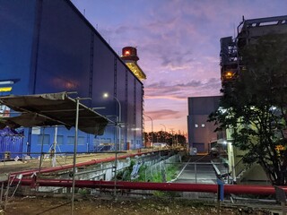 Fototapeta na wymiar Power plant project with construction work and commissioning plant.
