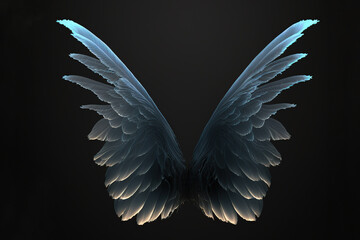 Naklejka na ściany i meble Glowing Magical Fairy Wings on a Dark Place created with Generative AI technology