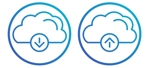 download and upload to cloud icon set outline with gradient colors 