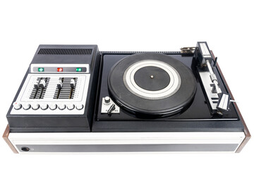 Fototapeta premium Vintage turntable record player with black vinyl