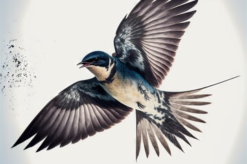  a bird with a blue and black body and wings spread out, with its wings spread wide open, and its wings spread wide, and its wings spread out,.  generative ai