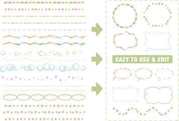 Editable vector border line in pastel colors