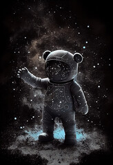 Teddy bear astronaut. Generative AI.