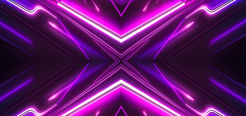 Abstract purple neon background with rays and lines, light movement. Pink neon, purple neon, blue neon. AI