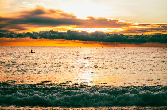 Cinematic morning seascape at sunrise