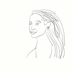 Line art of an erotic woman's face with thick lips suitable for a lipstick advertisement. line art. vectors.