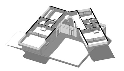 Modern house architectural 3d rendering 