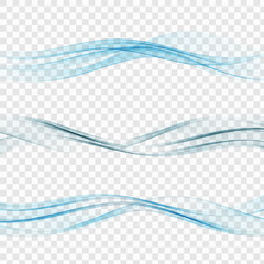 Transparent wave blue,smoky flow of wavy lines,wave set. © lesikvit