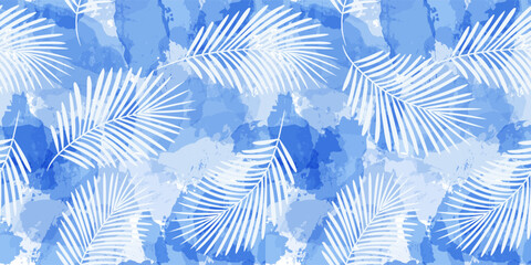 Leaves Pattern. Watercolor leaves seamless vector background, jungle print textured