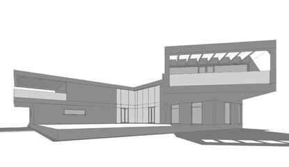 Fototapeta na wymiar Modern house architectural 3d rendering 