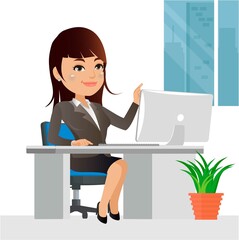 Business people character working on a laptop computer at office desk