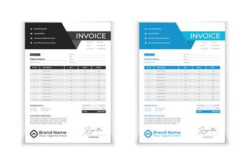Minimal Black invoice template vector design.