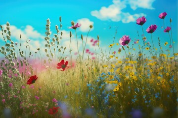 Fototapeta na wymiar Summer Flower Landscape wallpaper