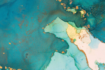 Luxury abstract fluid art painting background alcohol ink and gold technique