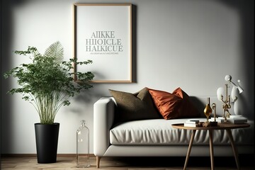 mock up poster frame in modern interior background, interior space, living room, Contemporary style