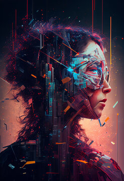 Abstract Digital Pain Acrylic Painting Generative AI