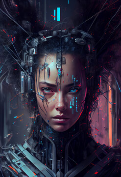 Abstract Digital Pain Acrylic Painting Generative AI