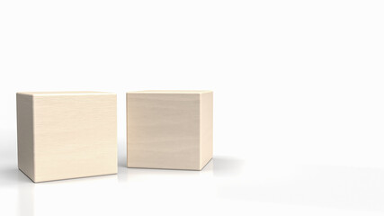 The blank wood cube for background concept 3d rendering