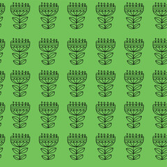 Seamless pattern with decorative flowers. Vector file for designs.
