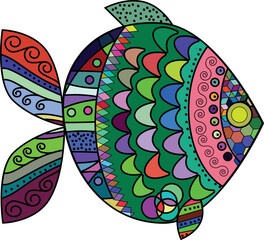 Bright decorative colored fish. Vector file for designs.