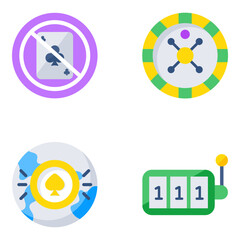 Pack of Casino Gaming Flat Icons 

