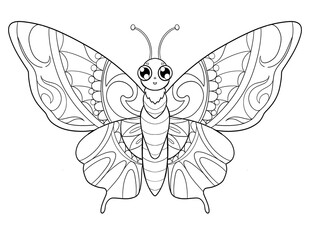 Obraz na płótnie Canvas Butterflies Line Art Clip Art, Coloring Page Clipart