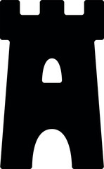 Black silhouette of a castle tower flat vector illustration © Natalya