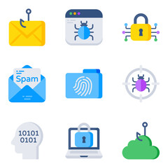 Pack of Cybersecurity Flat Icons

