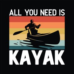 Kayaking Canoeing Retro Kayak Paddling