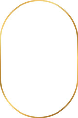 Oval gold linear  frame border isolated on transparent background, PNG template picture, card, text