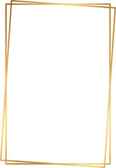 Double rectangle  gold frame, duo line vertical  border isolated on transparent background, PNG template picture, card, text - obrazy, fototapety, plakaty