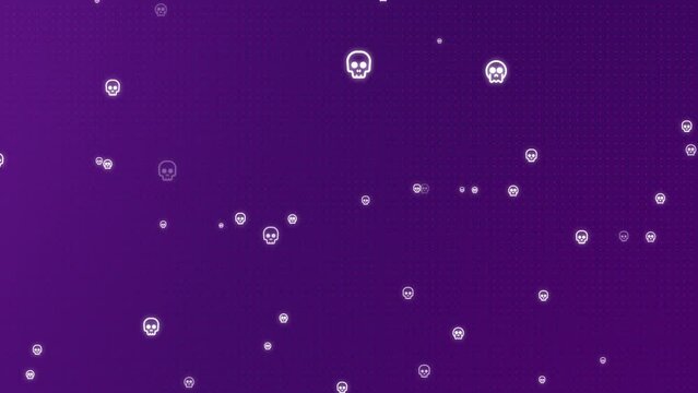 Halloween Motion Background, Skull Purple Background Video Loop, Wallpaper, Screensaver, 3D Render Background