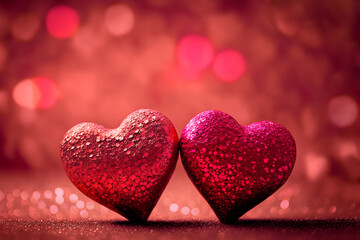 Obraz premium Valentines background with hearts. Generative AI.