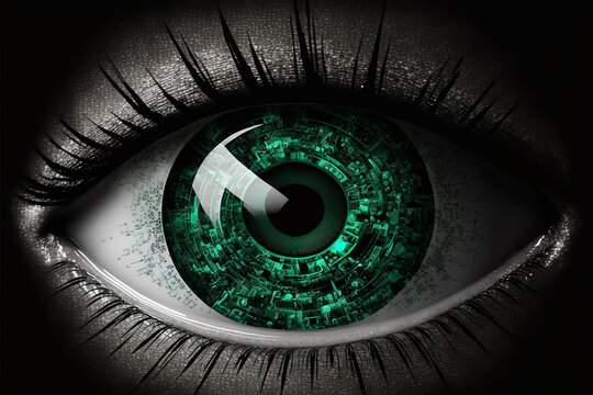 Digital eye in green tones