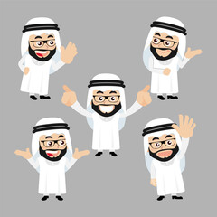 Set of Arab characters in different poses