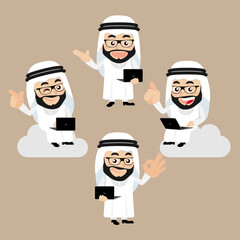 Set of Arab characters in different poses