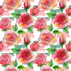 
Watercolor pink roses in a seamless pattern. Can be used as fabric, wallpaper, wrap.
