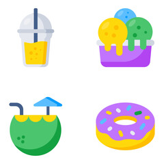 Pack of Food and Fruit Flat Icons 

