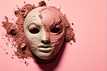Clay mask on pink bakground skincare product, 3D rendering, Generative AI - obrazy, fototapety, plakaty
