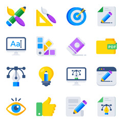 Pack of Design Equipment Flat Icons 

