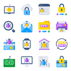 Pack of Hacking Flat Icons 

