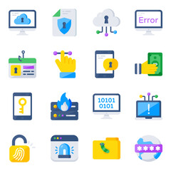 Pack of Cyber Attack Flat Icons

