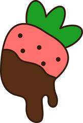 Strawberry in chocolate doodle icon.