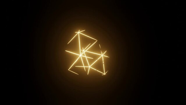 Abstract Neon Light Sphere Background Video, 4K, Blinking Orange Glowing Spinning Background