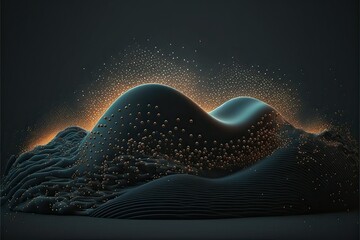Naklejka premium Abstract wave with moving dots and lines (Ai generated)