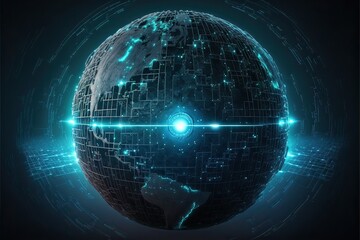 World Blockchain technology futuristic hud background (Ai generated)