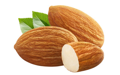 Delicious almonds with leaves cut out